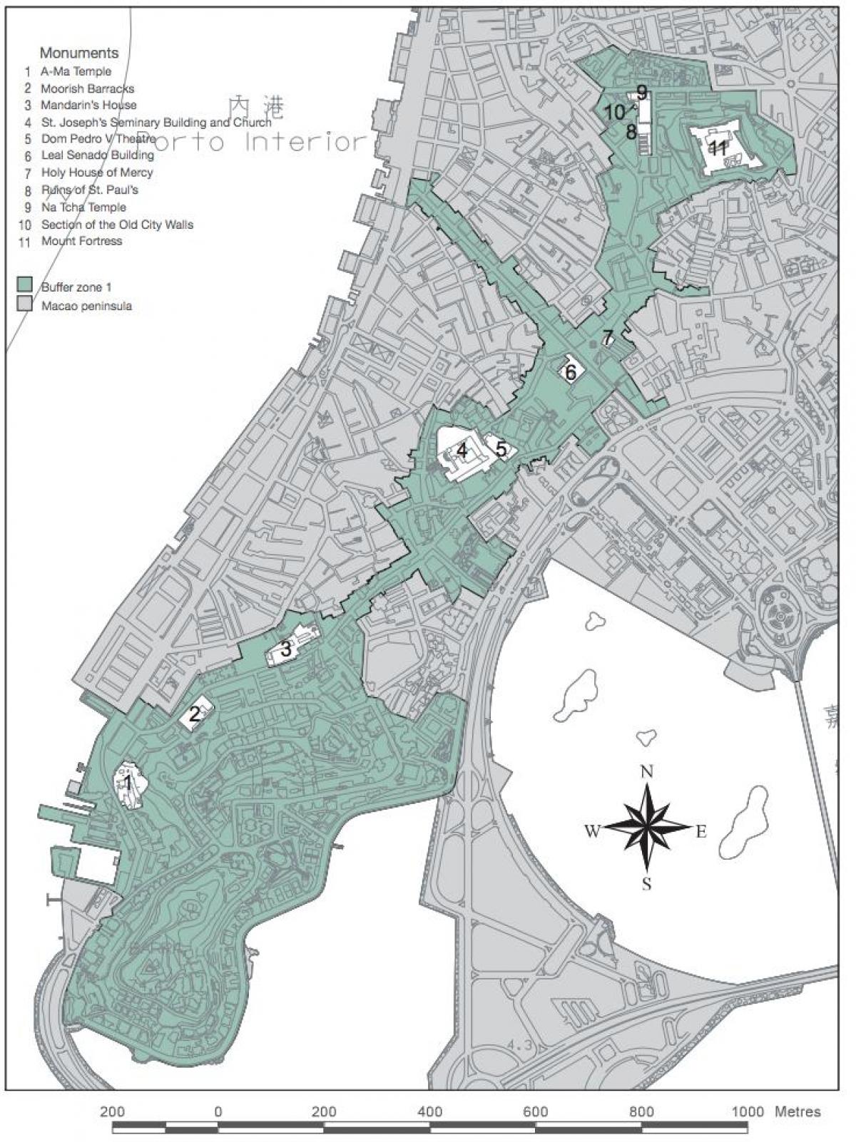 mapa del centre històric de Macau