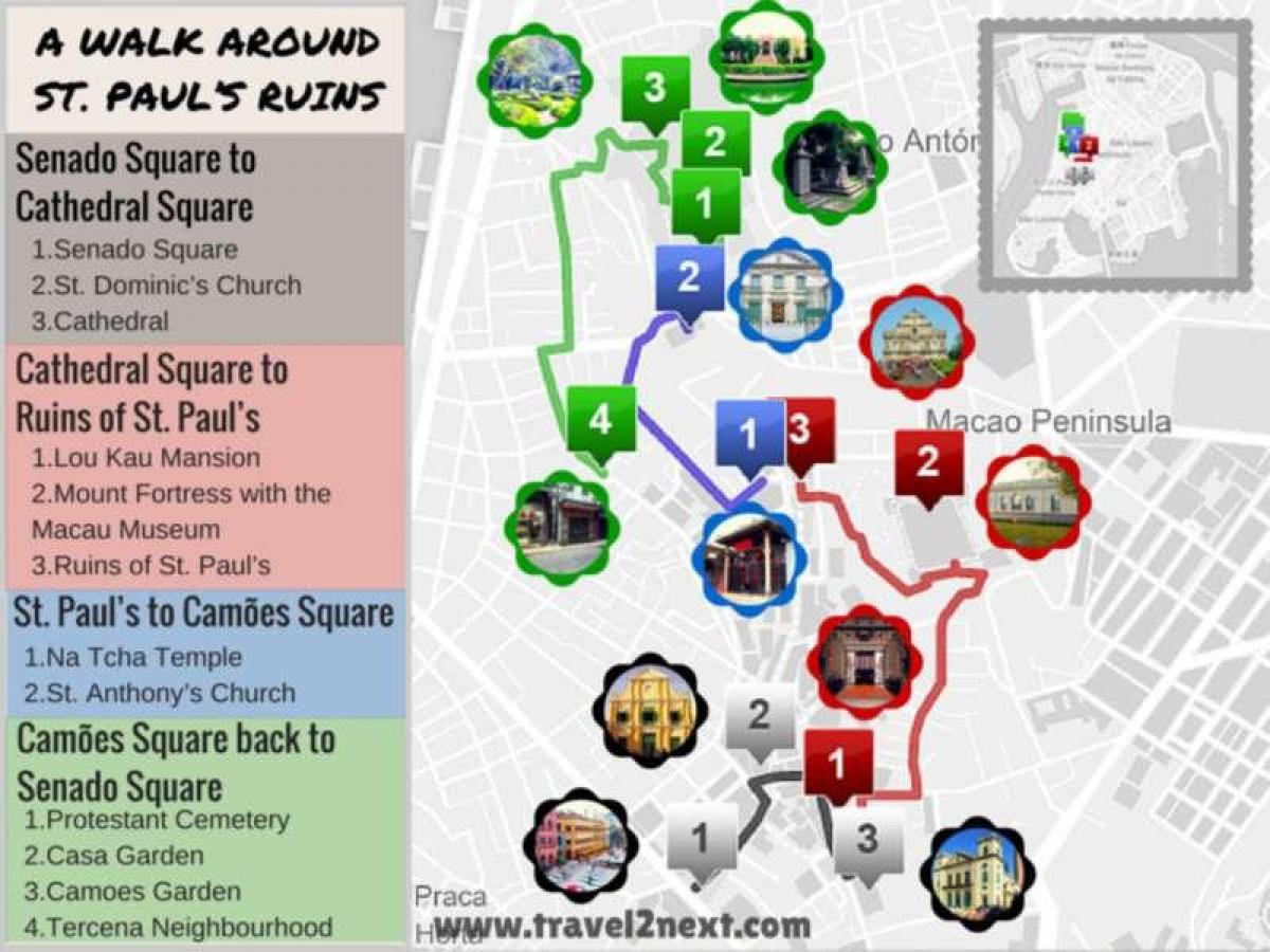mapa de la ruïna de sant pau de Macau