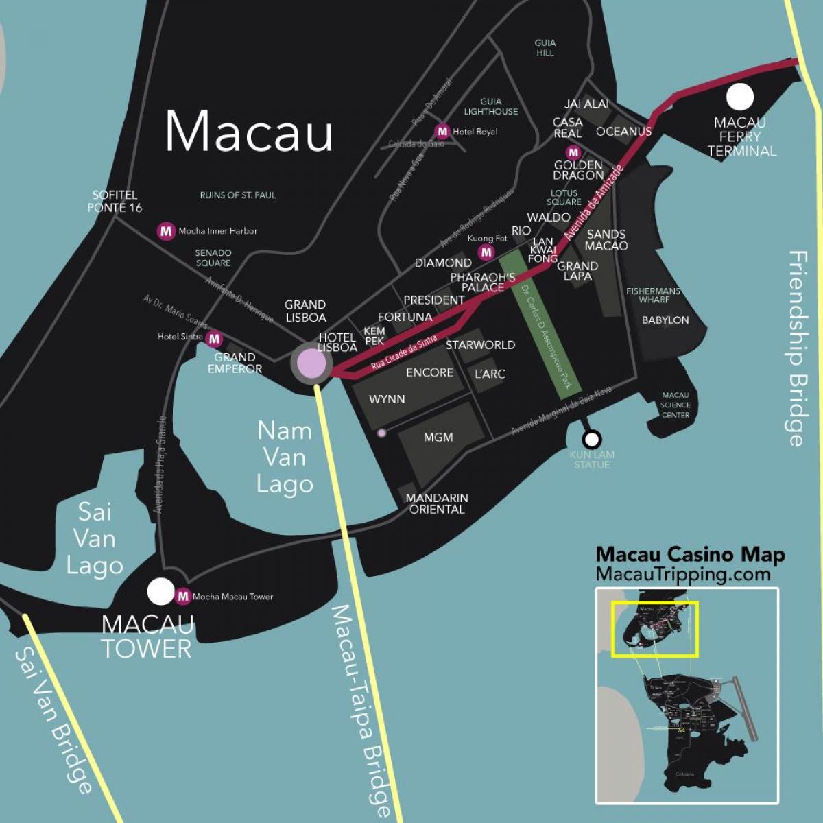 casinos de Macau mapa