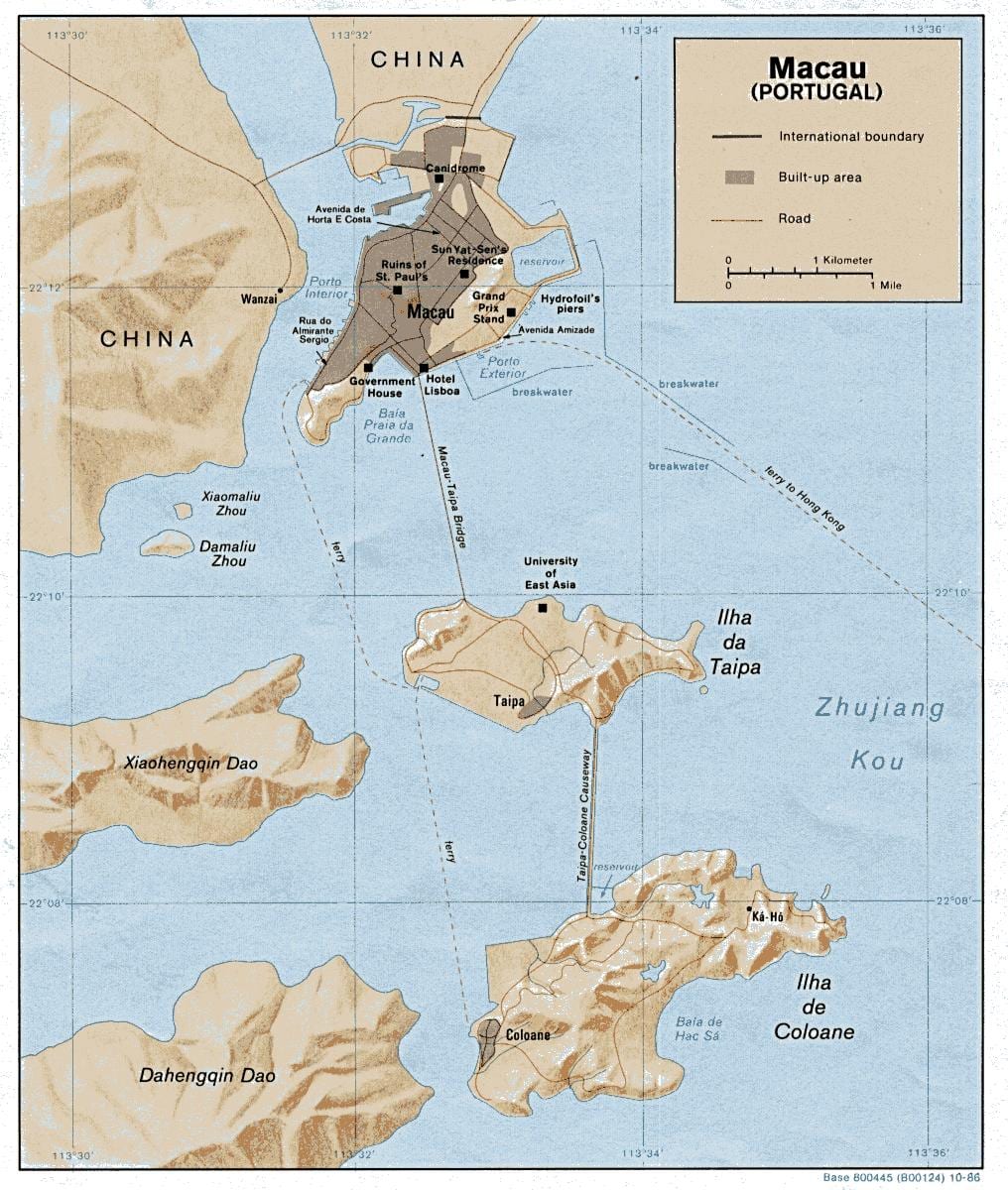 mapa de Macau ciutat vella