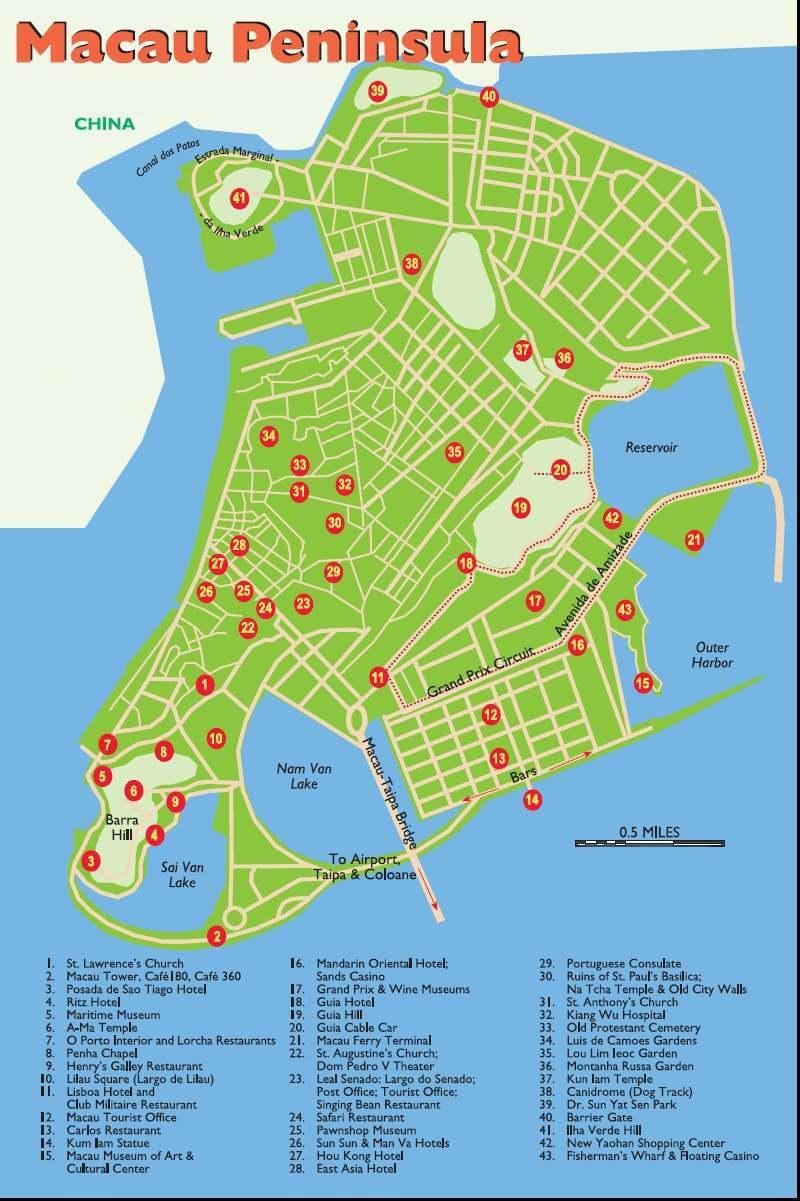 Macau punts turístics mapa