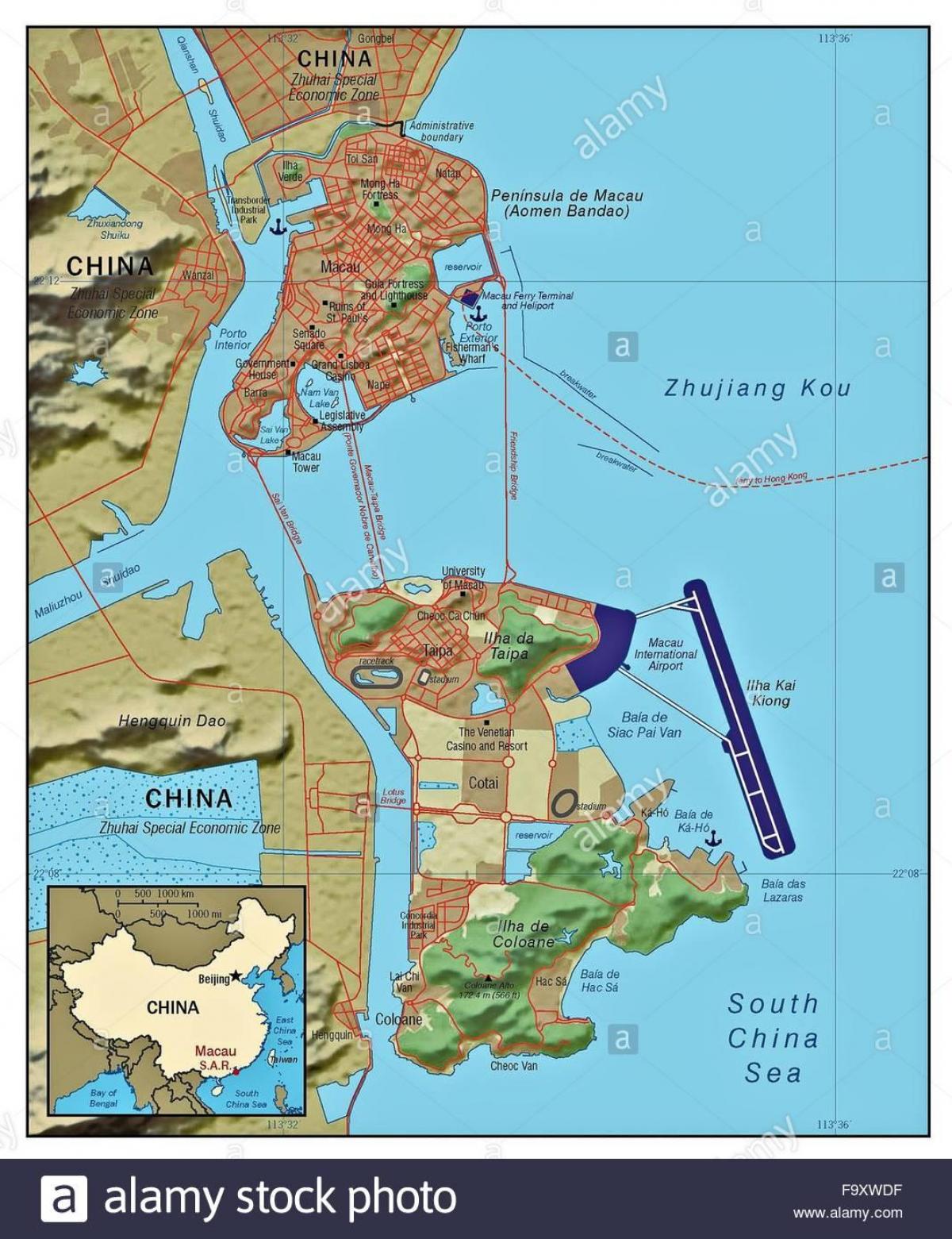 Macau país en el mapa del món