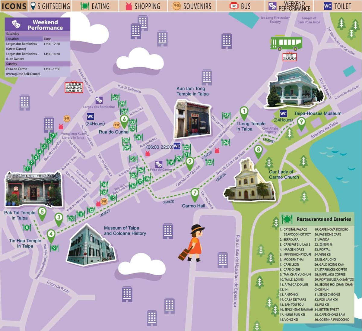 Macau servei d'autobús gratuït mapa de rutes